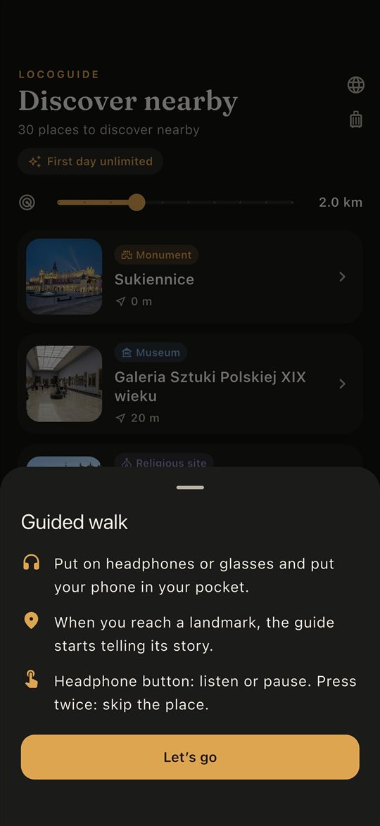 Walk mode with the guide