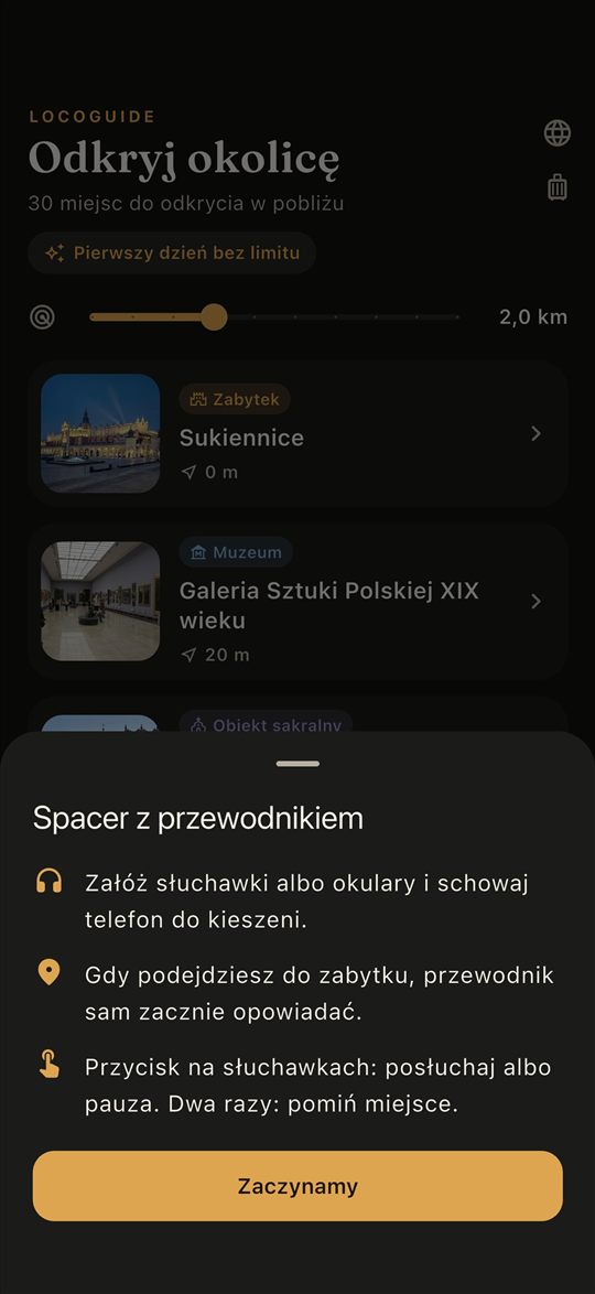 Tryb spaceru z przewodnikiem